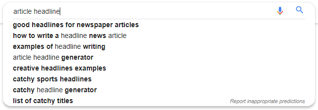 google headlines