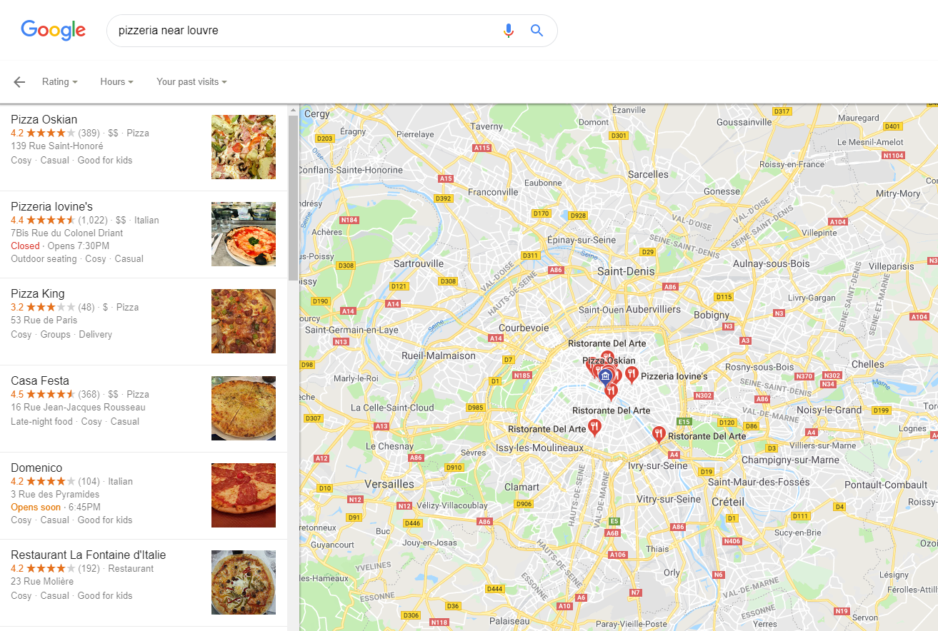 pizzeria near louvre google maps