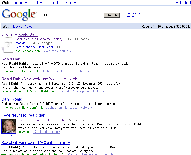 Google universal search 2007
