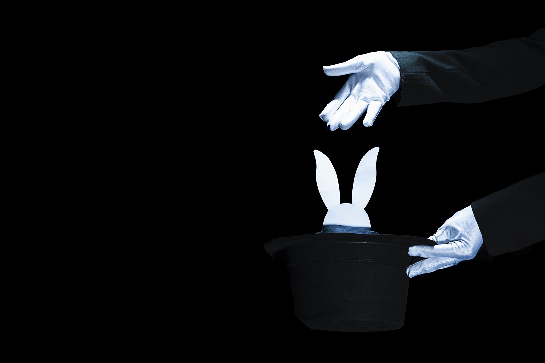 black hat white rabbit gloves